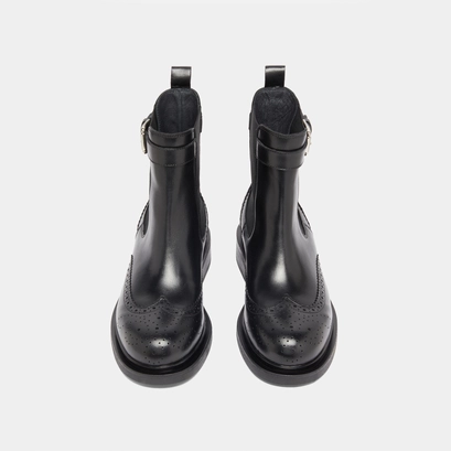 Lowboots with buckles in black leather | douby