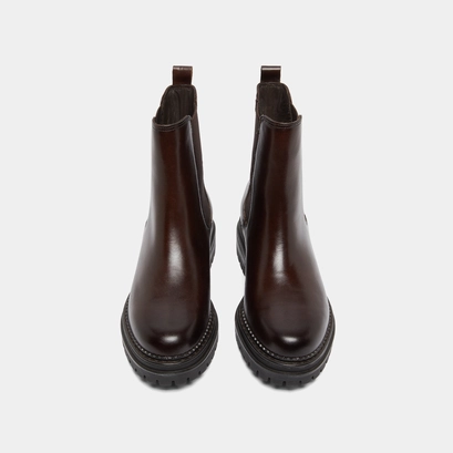 Low boots with notched and elastic soles in red-brown leather | adalard