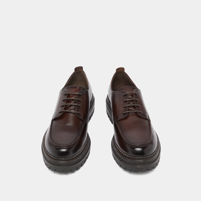 Derbies with notched soles red brown