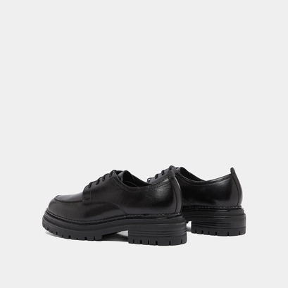 Derbies with notched soles in black leather | adalou