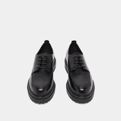 Derbies with notched soles in black leather | adalou