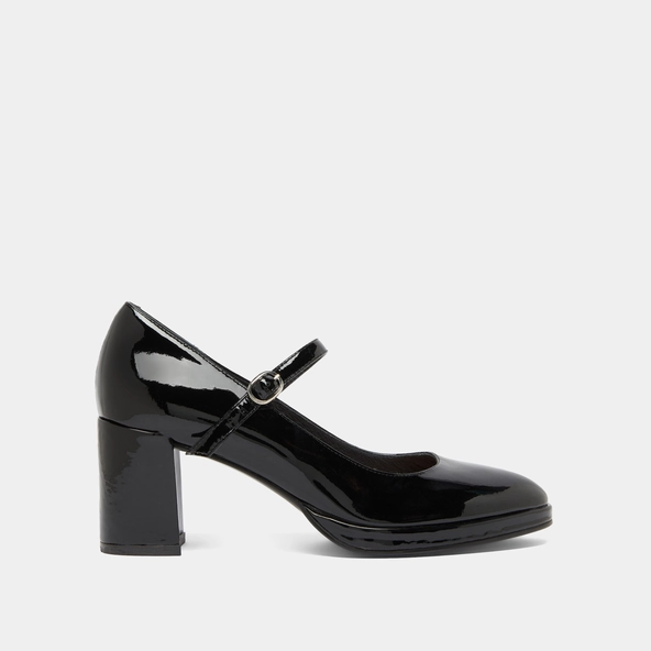 Heeled Mary Jane in black patent | DEBRE