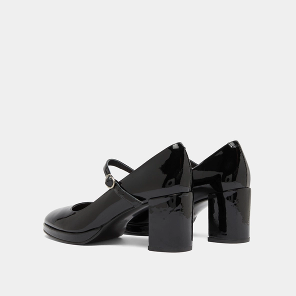 Heeled Mary Jane in black patent | DEBRE