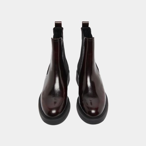 Lowboots with pointed toes in burgundy patinated leather | AGEN