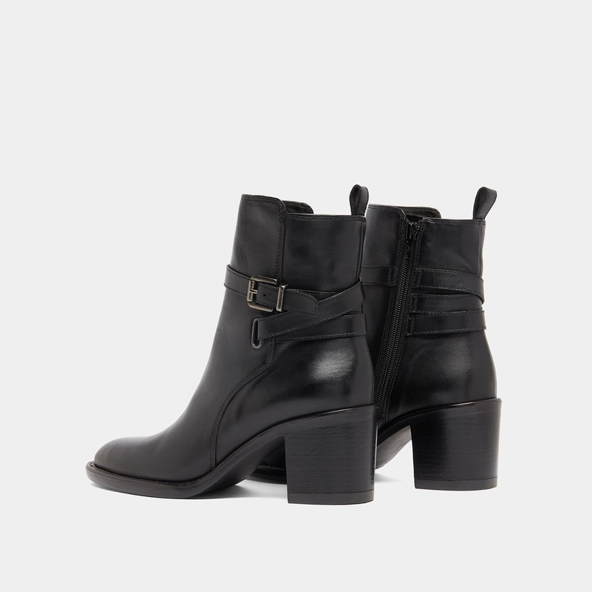 Heeled ankle boots and buckles in black leather | CAJOU