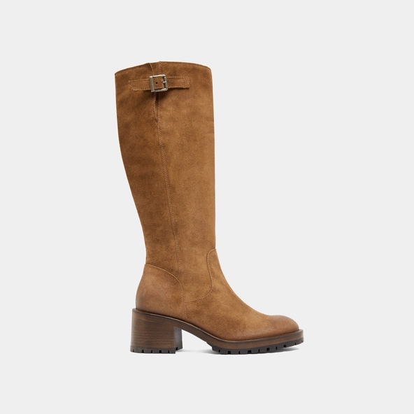 Boots with notched soles in taupe suede | CECILIEN