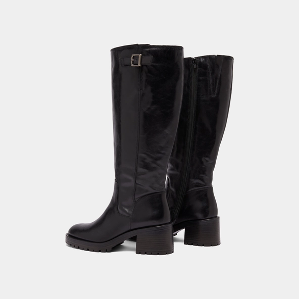 Boots with notched soles in black leather | CECILIEN