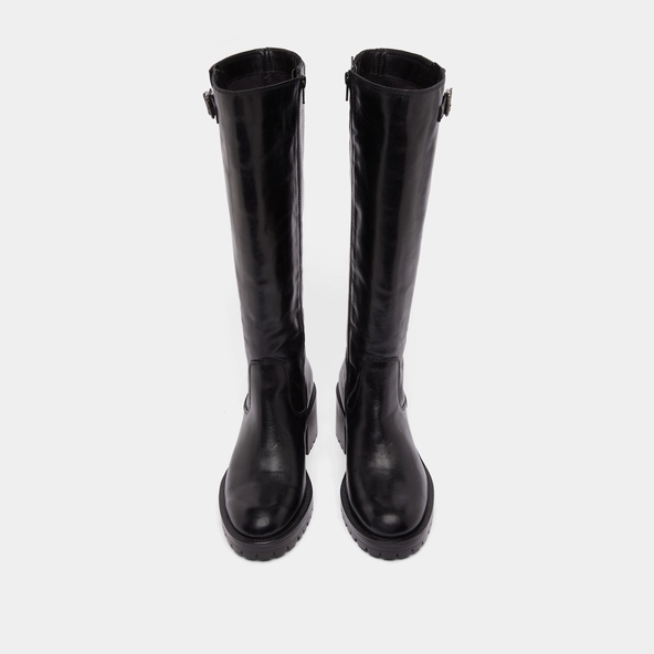 Boots with notched soles in black leather | CECILIEN