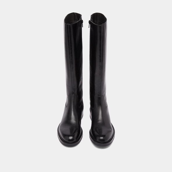 Boots with notched heels in black leather | GRACIANA
