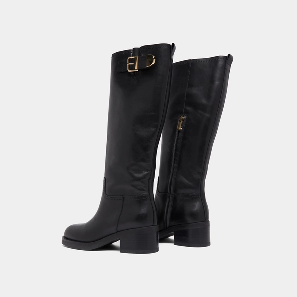 High boots with buckles in black leather | IRENA