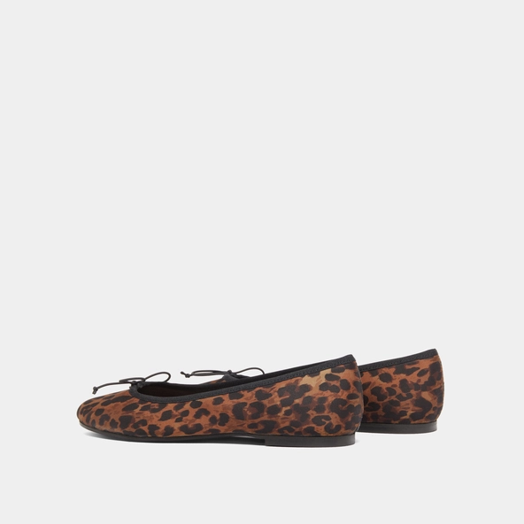 Ballet flats with laces in brown leopard textile | DELFINA