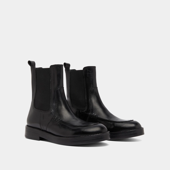 Lowboots with elastics in black leather | ALLAN