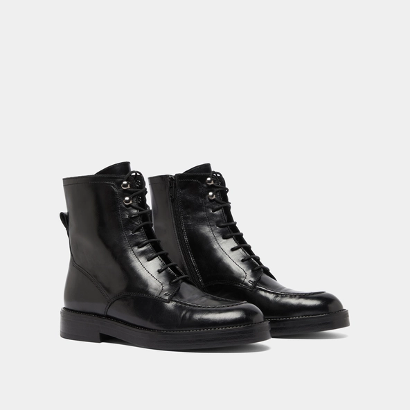 Lowboots with laces in black leather | ALIDA