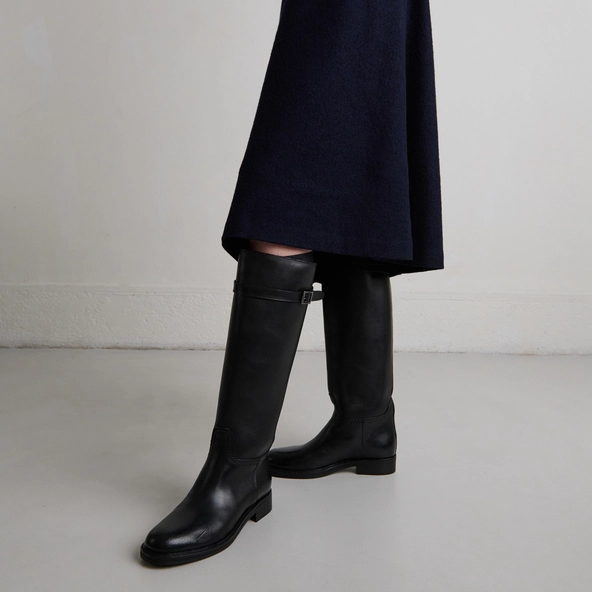 High boots in black leather | ROMANE