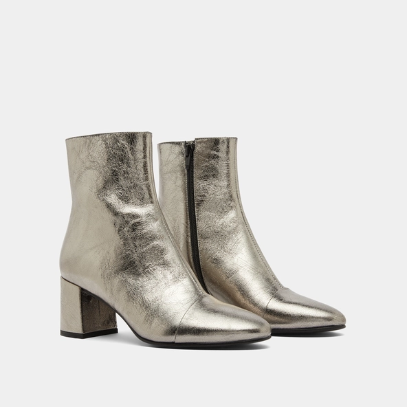 Heeled ankle boots in dark metallic leather | DONIAMA