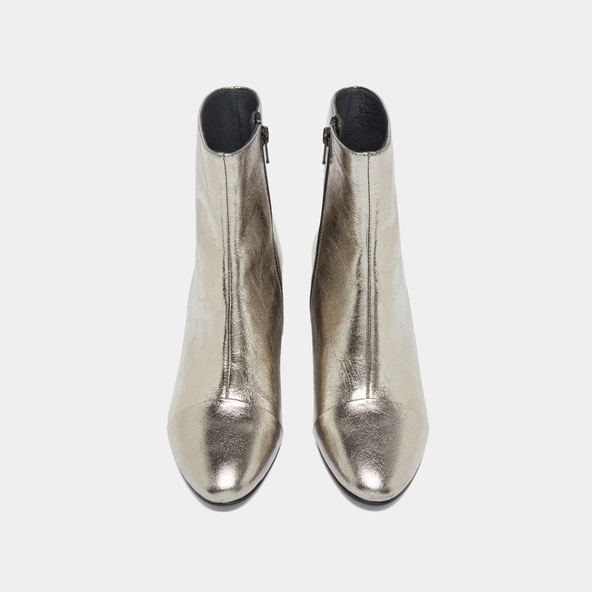 Heeled ankle boots in dark metallic leather | DONIAMA