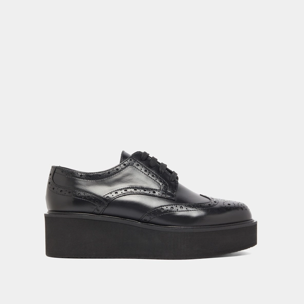 Wedge derbies in black leather | ADRIELLE
