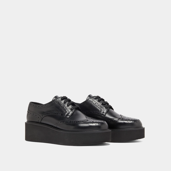 Wedge derbies in black leather | ADRIELLE