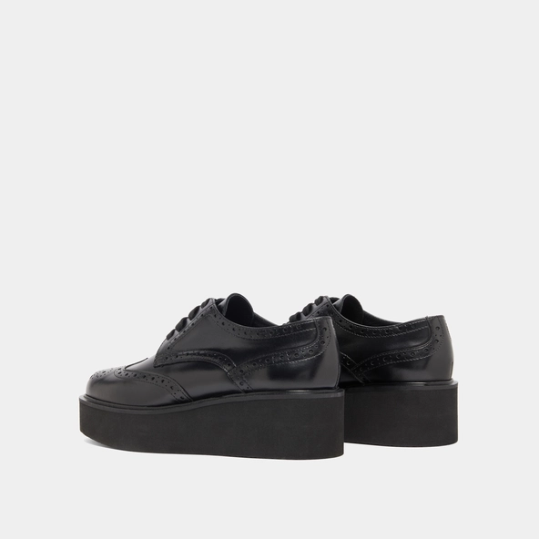 Wedge derbies in black leather | ADRIELLE