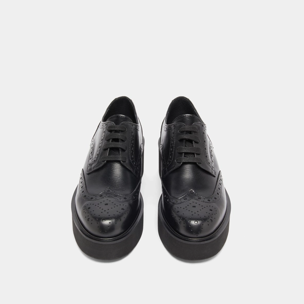 Wedge derbies in black leather | ADRIELLE