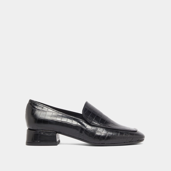 Loafers with rounded toes in black reptile leather | DYNAMIC