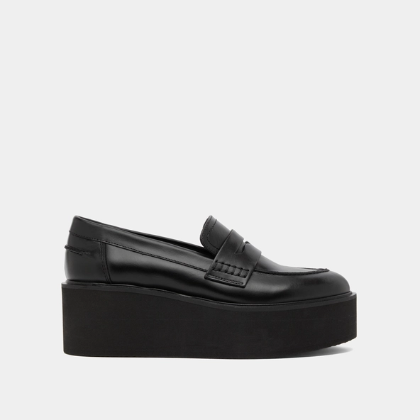 Wedge loafers in black leather | ANJA