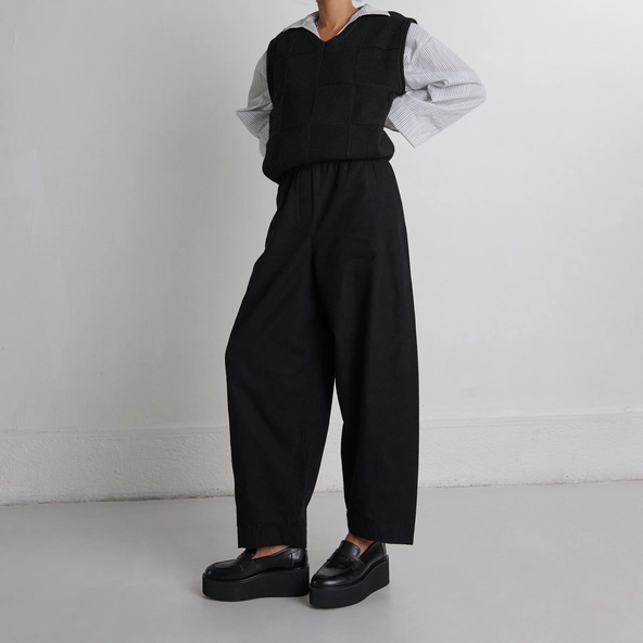 Wedge loafers in black leather | ANJA