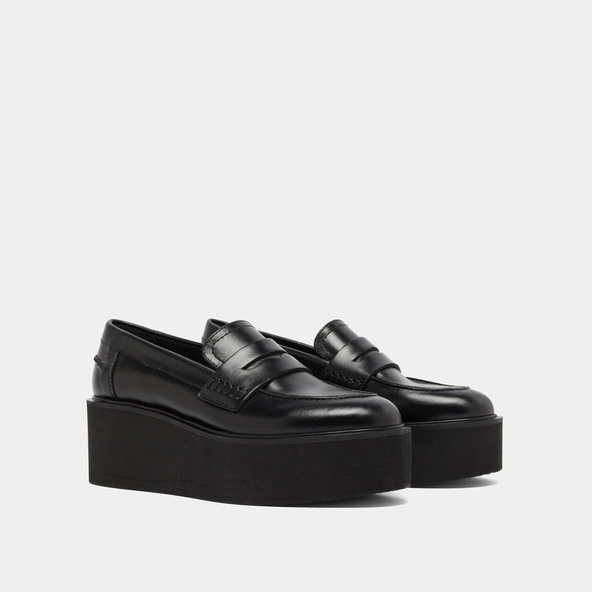 Wedge loafers in black leather | ANJA