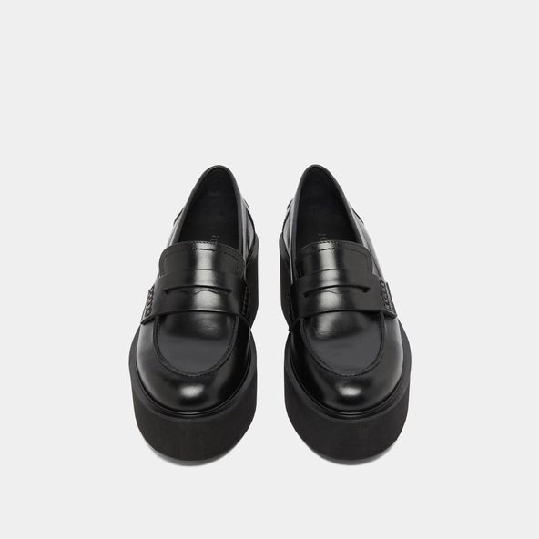 Wedge loafers in black leather | ANJA