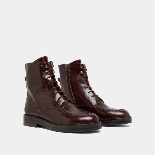 Lace-up lowboots in brown leather | ALIDA