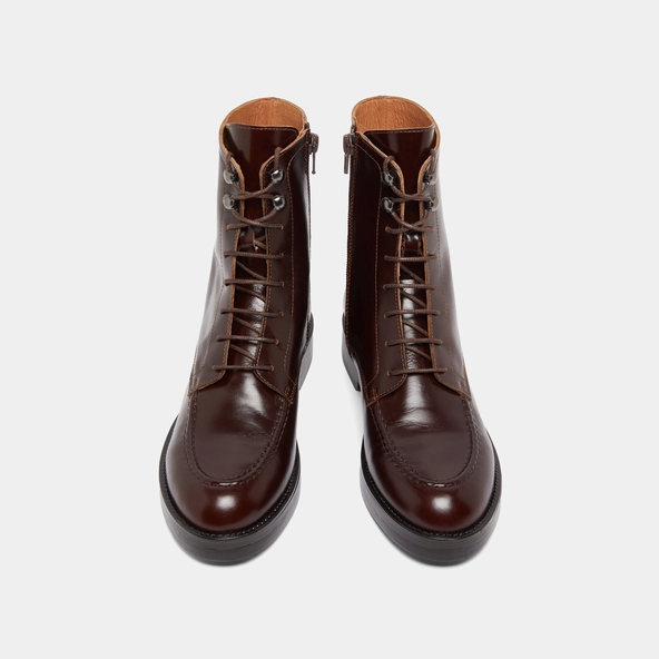 Lace-up lowboots in brown leather | ALIDA
