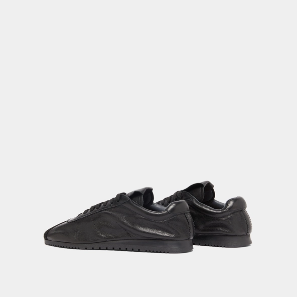 Lace-up sneakers in black suede and black leather | DABON