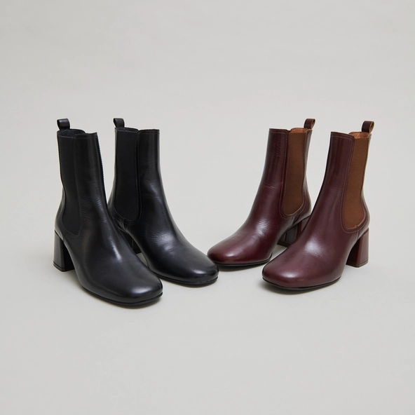 Ankle boots with heels and elastics in brown leather | DENON