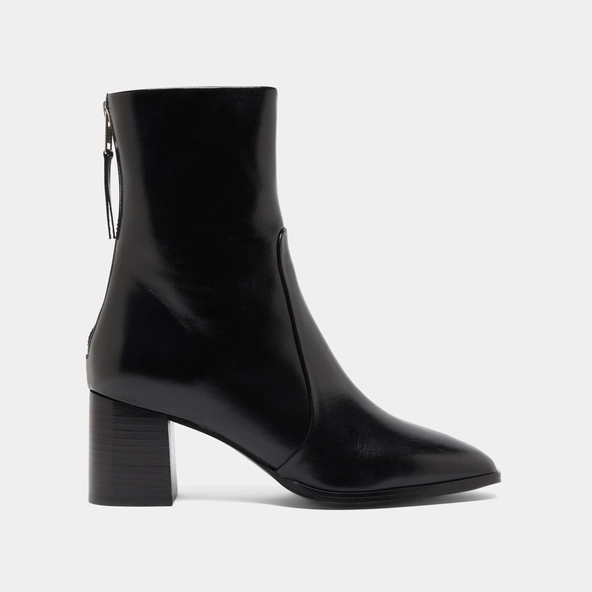 Ankle boots with rear zips in black leather | DETRAS