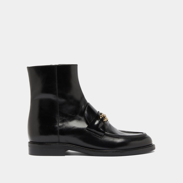 Lowboots with gold bits in black leather | DIVOK