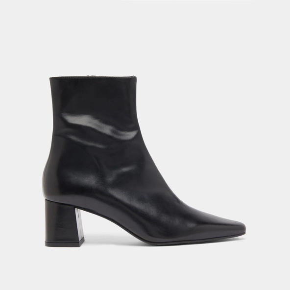 Ankle boots with wide heels in black leather | DYONISOS
