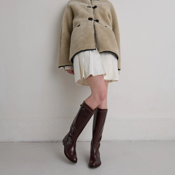 Boots with back zips in brown leather | AUROS