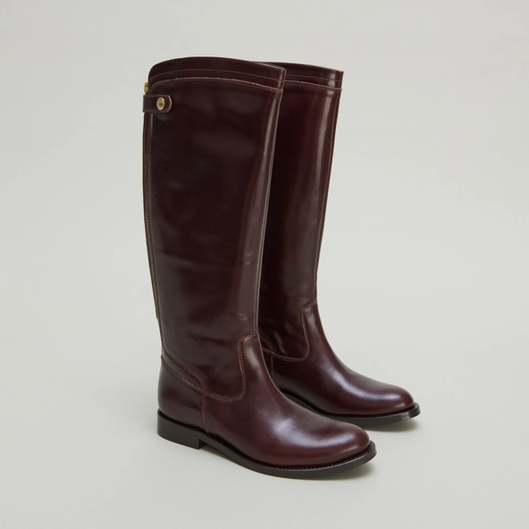 Boots with back zips in brown leather | AUROS