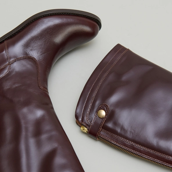 Boots with back zips in brown leather | AUROS