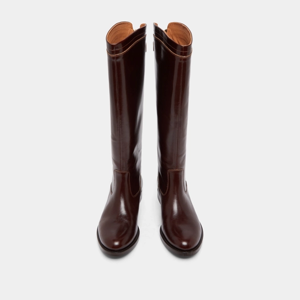 Boots with back zips in brown leather | AUROS