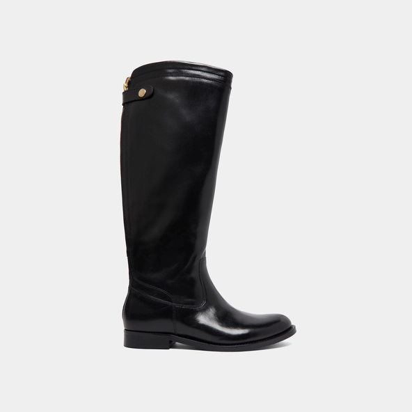 Boots with back zips in black leather | AUROS