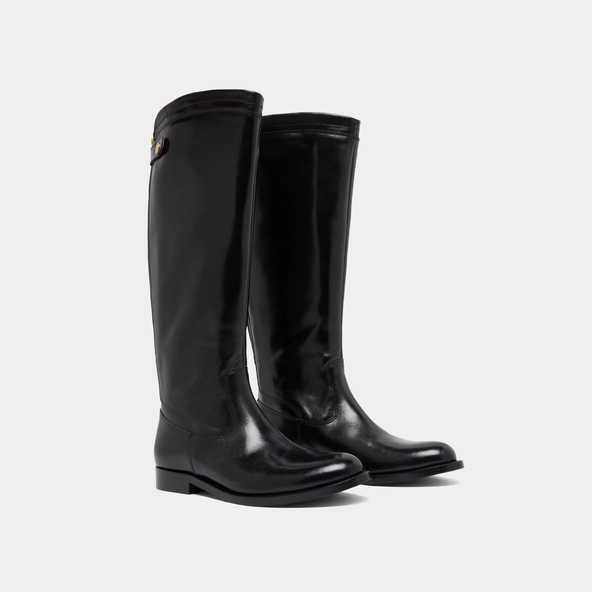 Boots with back zips in black leather | AUROS