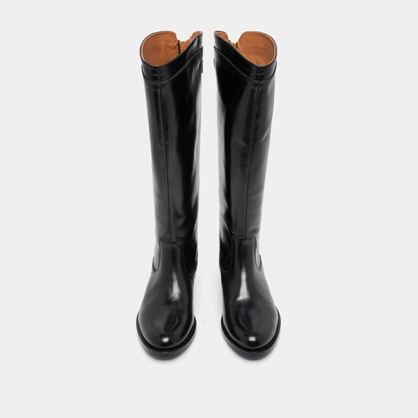 Boots with back zips in black leather | AUROS