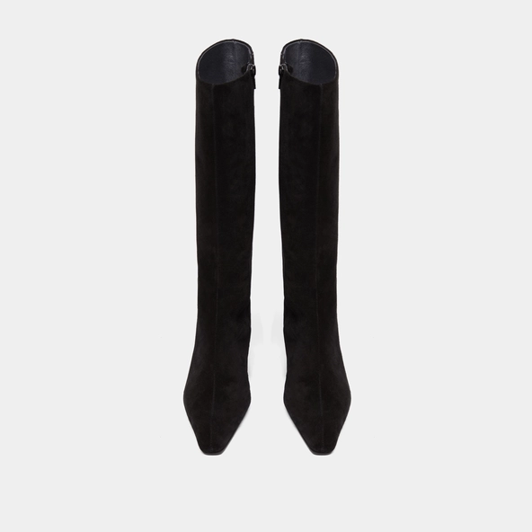 Heeled boots with pointed toes in black suede | DANOU
