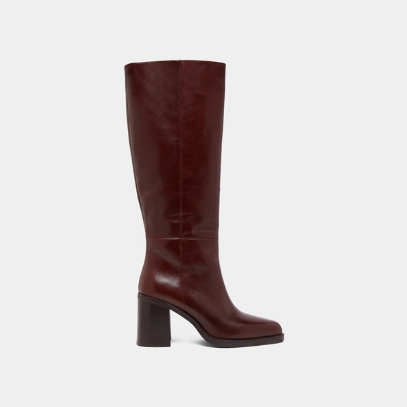 Boots with laminated heels in brown leather | DICKINSON