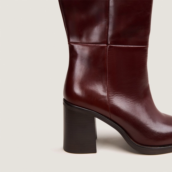 Boots with laminated heels in brown leather | DICKINSON