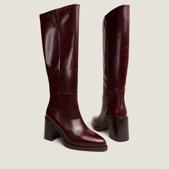 Boots with laminated heels in brown leather | DICKINSON