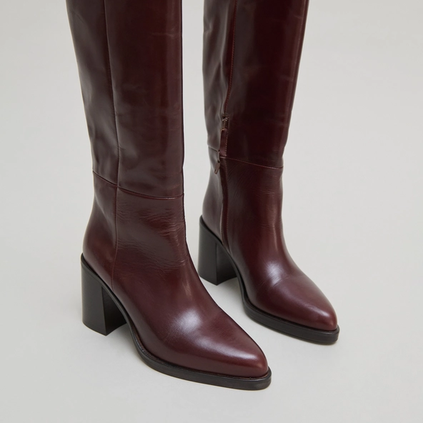 Boots with laminated heels in brown leather | DICKINSON