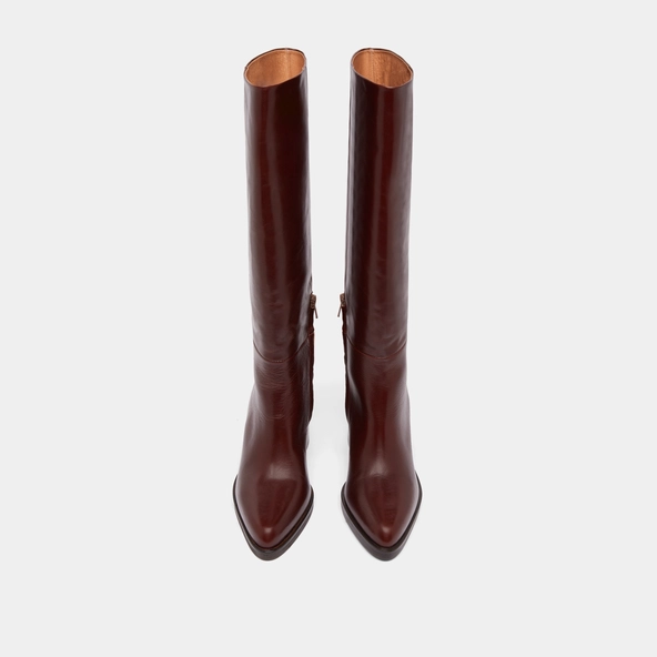 Boots with laminated heels in brown leather | DICKINSON