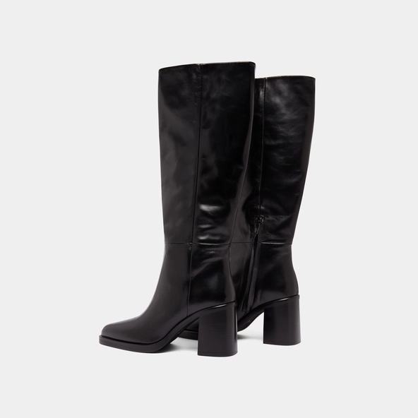Boots with laminated heels in black leather | DICKINSON